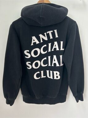 Anti Social Social Club Black Pullover Block Logo Hoodie Medium Streetwear 20x25